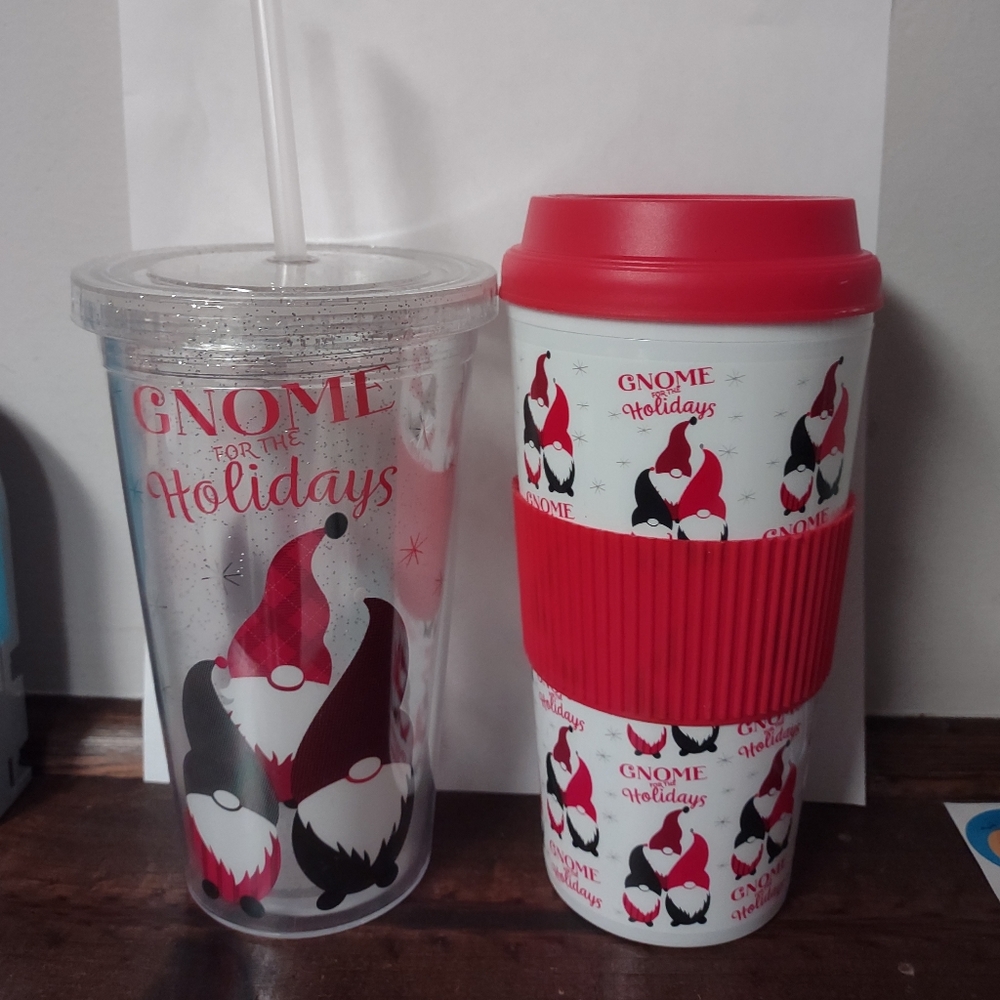 Gnome for the holidays tumbler and travel mug